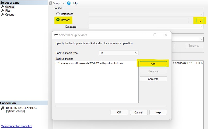 Selecting the Backup Source