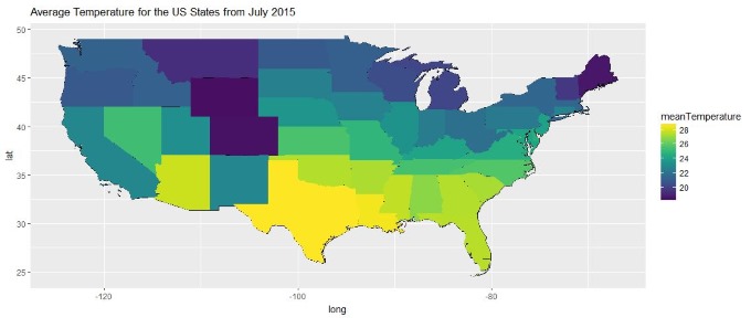 September 2015 Temperature By State