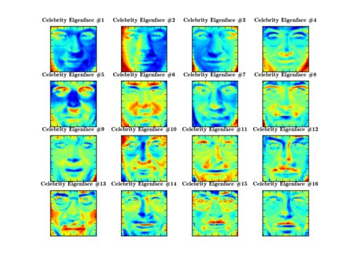 The first 16 Eigenfaces of the Celebrity Dataset
