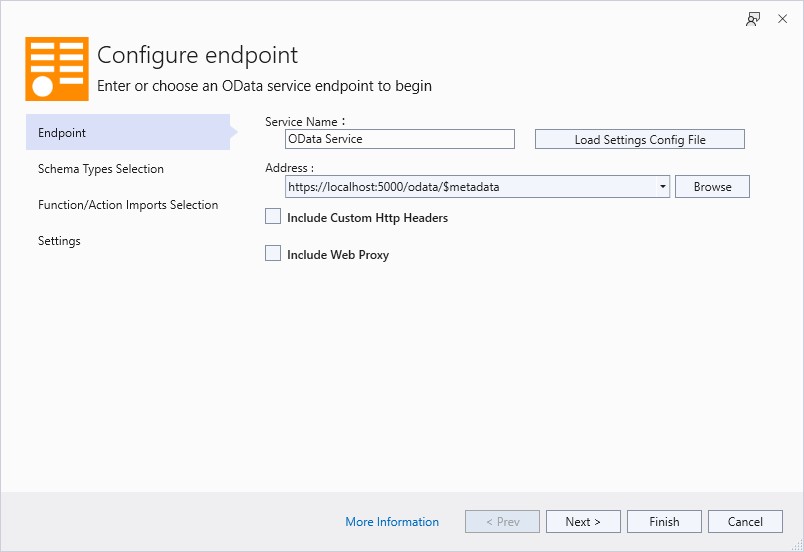 WPF OData Example Configure Endpoints