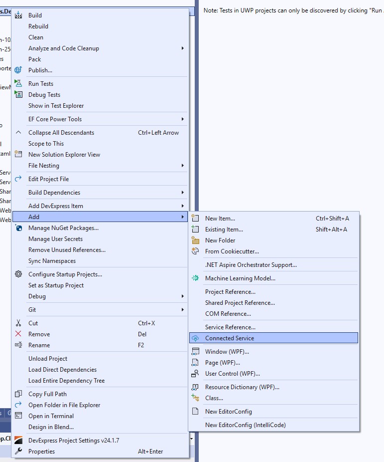 WPF OData Example Add Connected Service